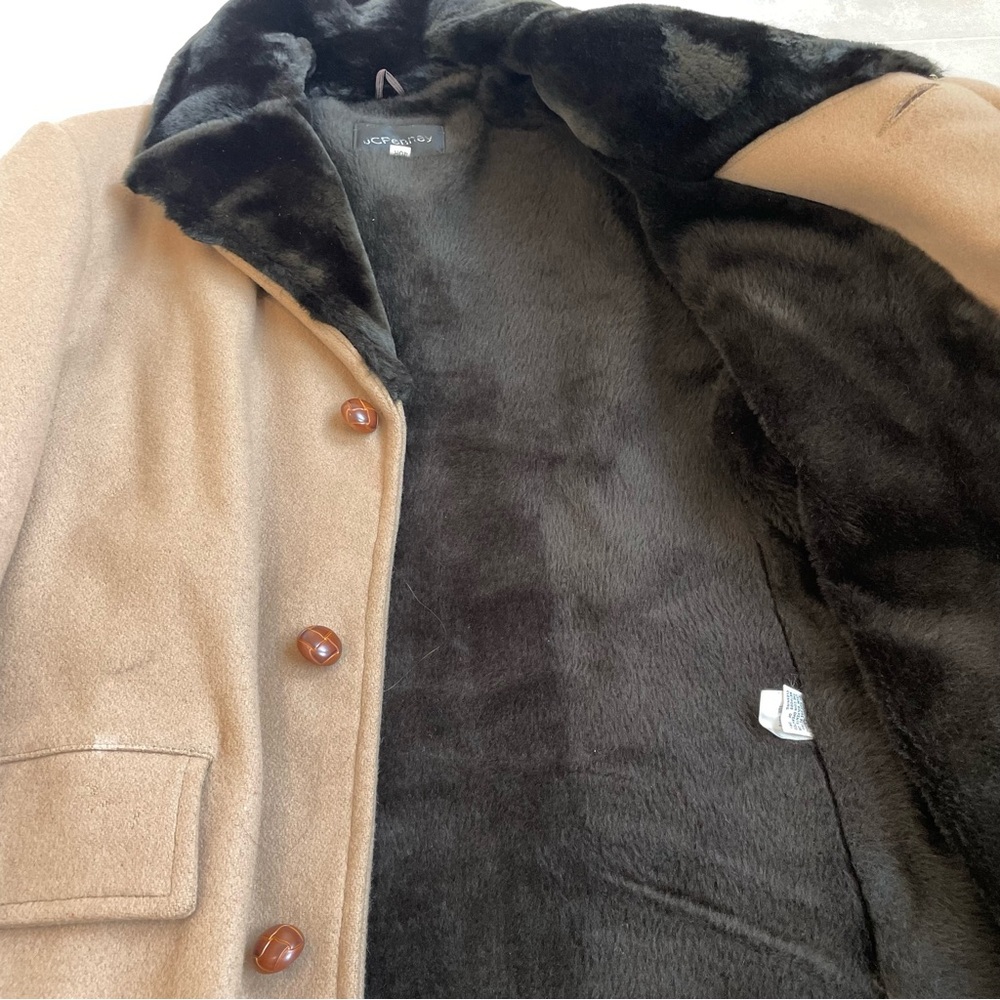 Vintage 70s wool faux fur trench coach - Picture 7 of 9